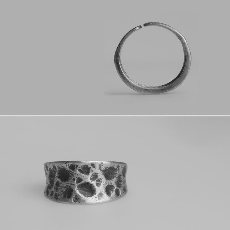 925 Sterling Silver Adjustable Protection Ring with Bump Texture