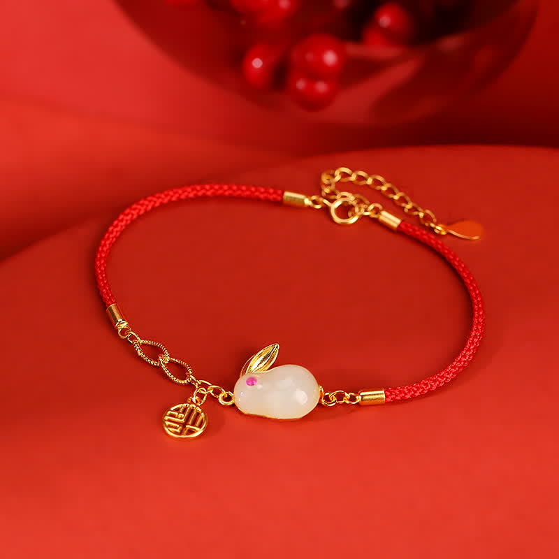 Hetian White Jade Luck & Blessing Bracelet 17cm+5cm
