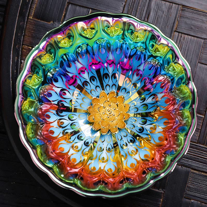 Vivid Peacock Jian Zhan Ceramic Tea Cup 110ml