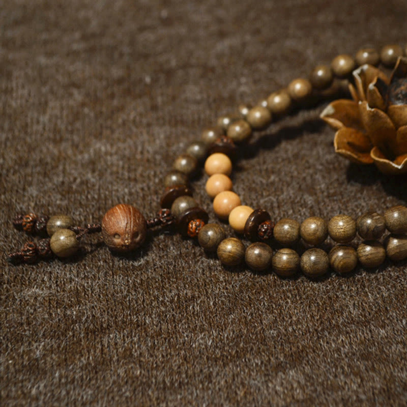 Sandalwood Protection Charm Mala Bracelet 8mm Meditation