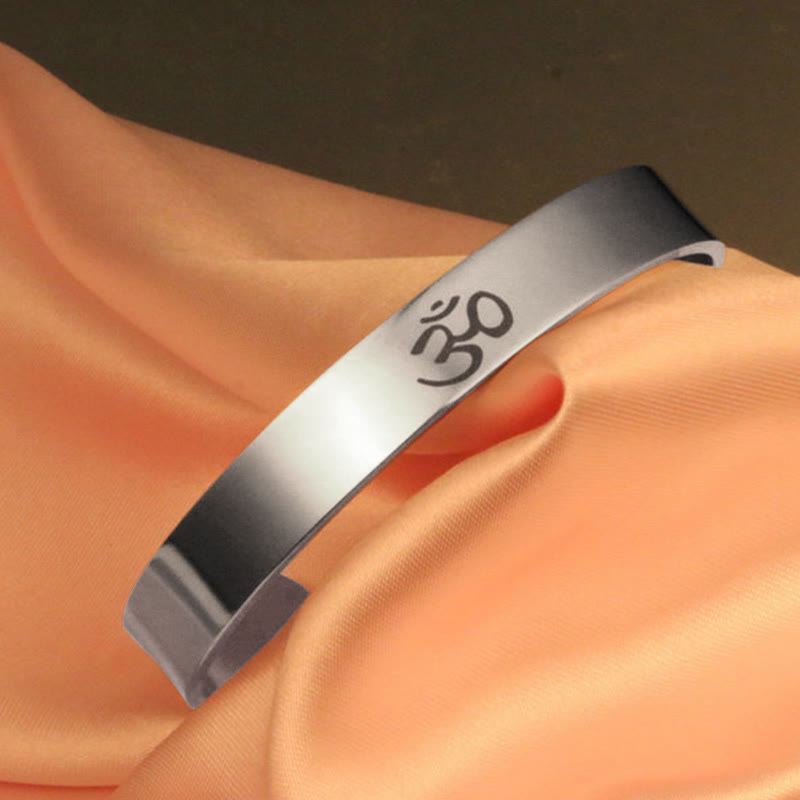 Titanium Steel OM Symbol Mindfulness Cuff Bracelet