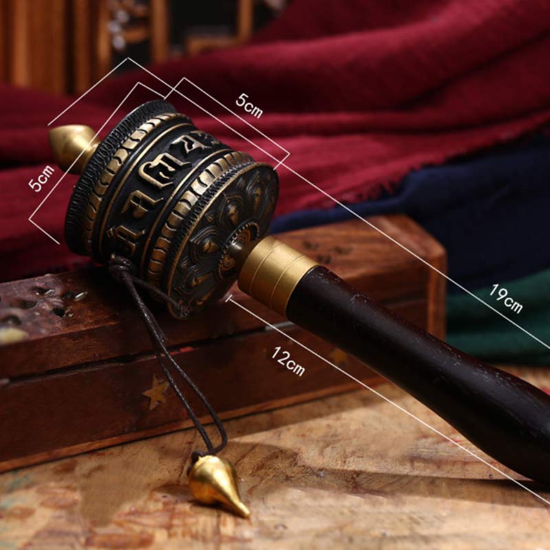 Tibetan Copper Prayer Wheel with Om Mani Padme Hum Mantra