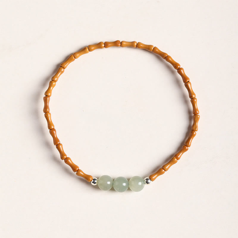 Hetian Jade and Olive Pit Luck Bracelet 6mm Beads
