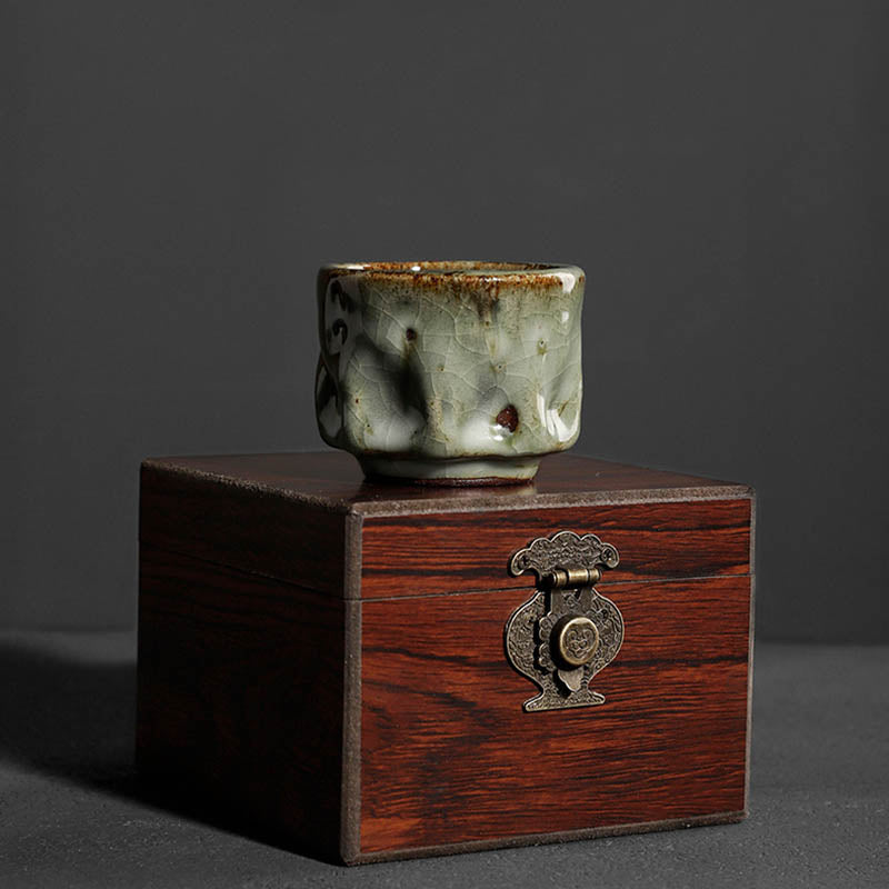 Handcrafted Jianzhan Ceramic Teacup 110ml with Cracked Ice Texture