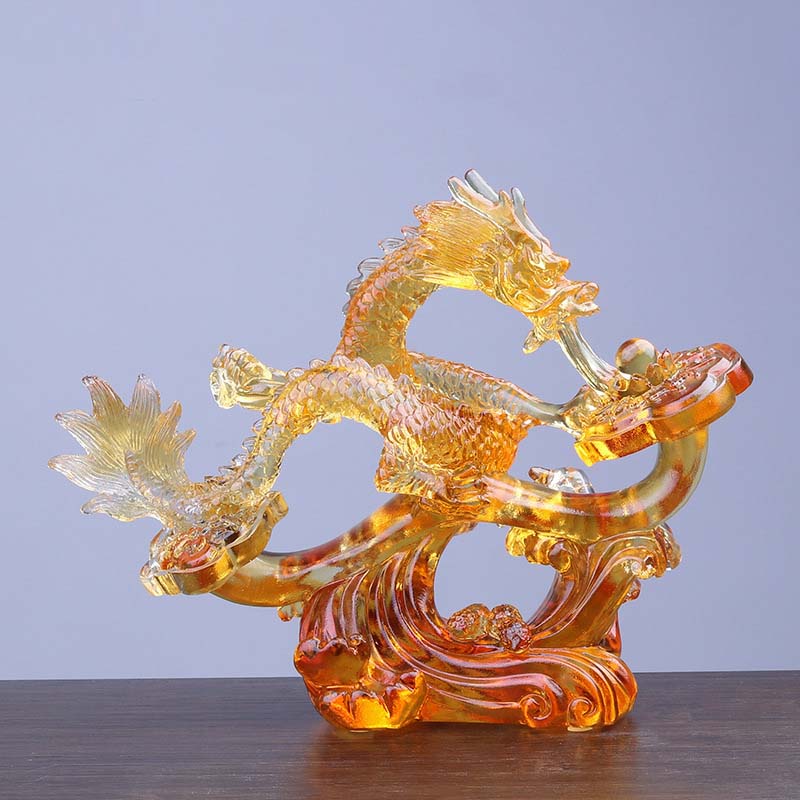 Liuli Crystal Dragon Ruyi Handle | Protection Zen Decor