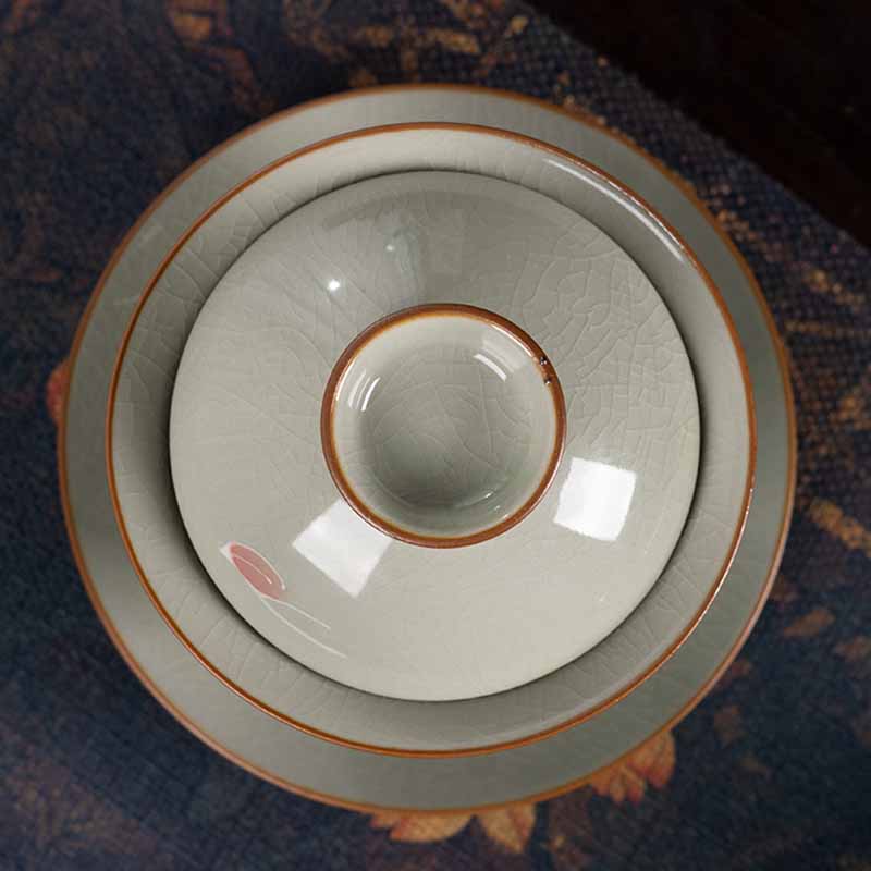 Zen Ceramic Lotus Koi Fish Gaiwan Teacup 140ml