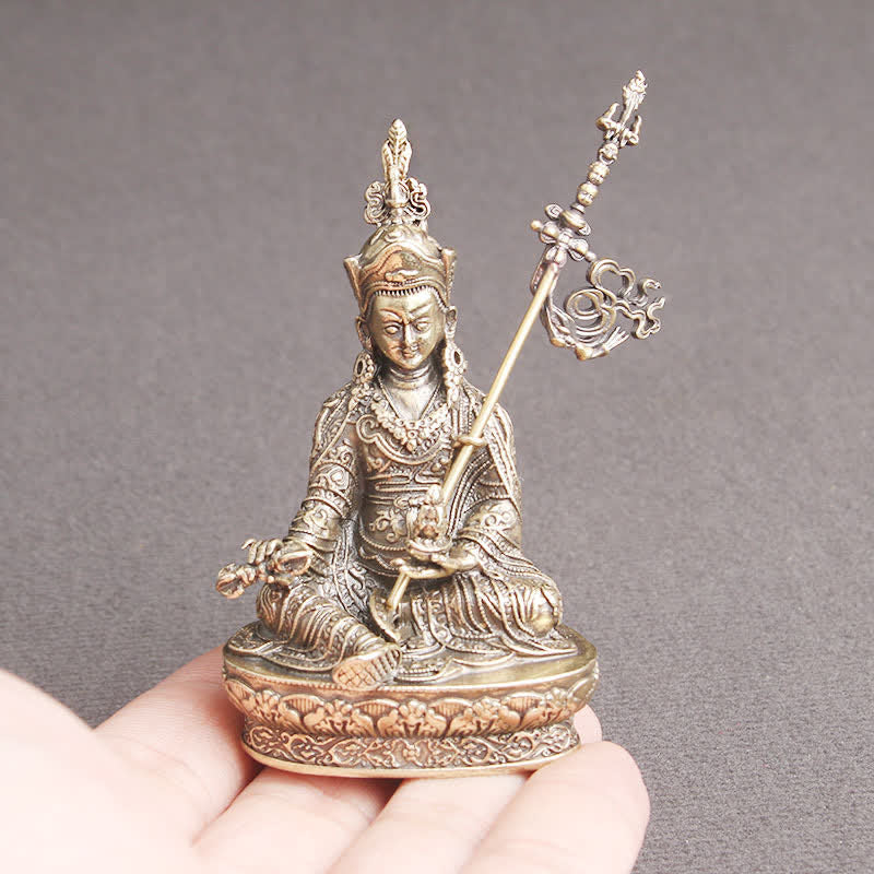 Copper Buddha Statue Padmasambhava Serenity Figure 41x66mm