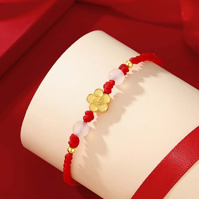 925 Sterling Silver Red Rope Chalcedony Luck Bracelet