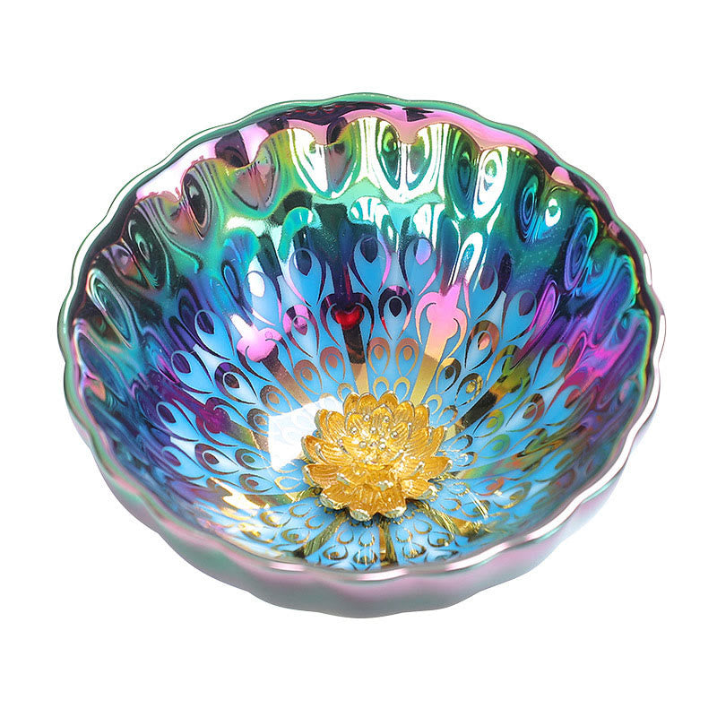 Vivid Peacock Jian Zhan Ceramic Tea Cup 110ml