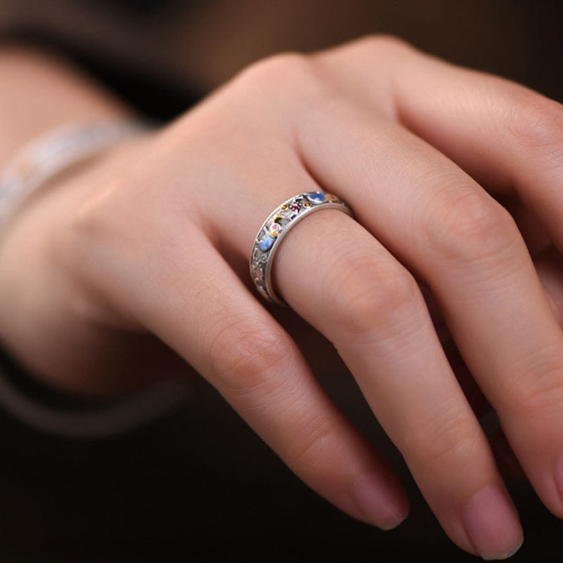 Colorful Elephant Strength Adjustable Ring in Copper Silver