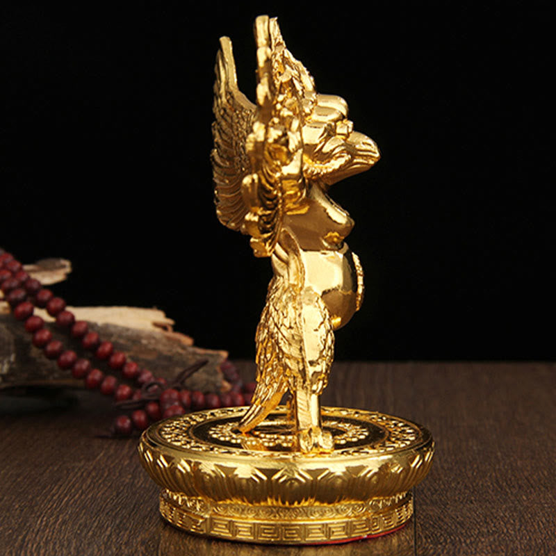 Gold Garuda Bird Zinc Alloy Protection Spiritual Statue 12.5cm