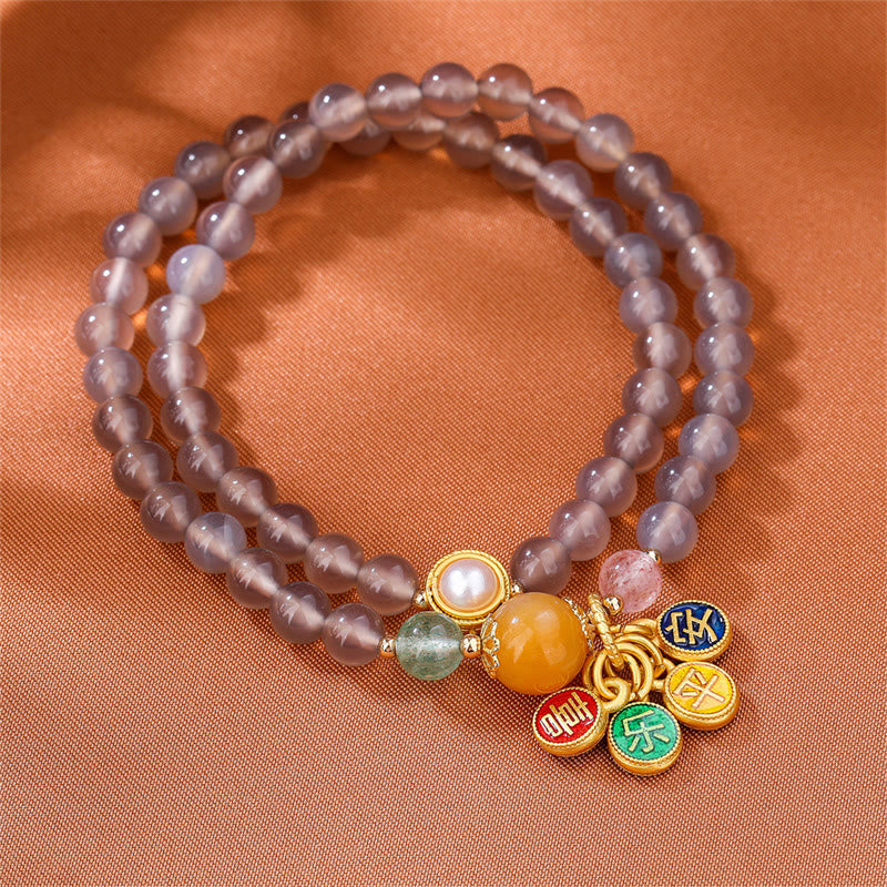 6mm Gray Agate Double Wrap Bracelet for Peace & Joy