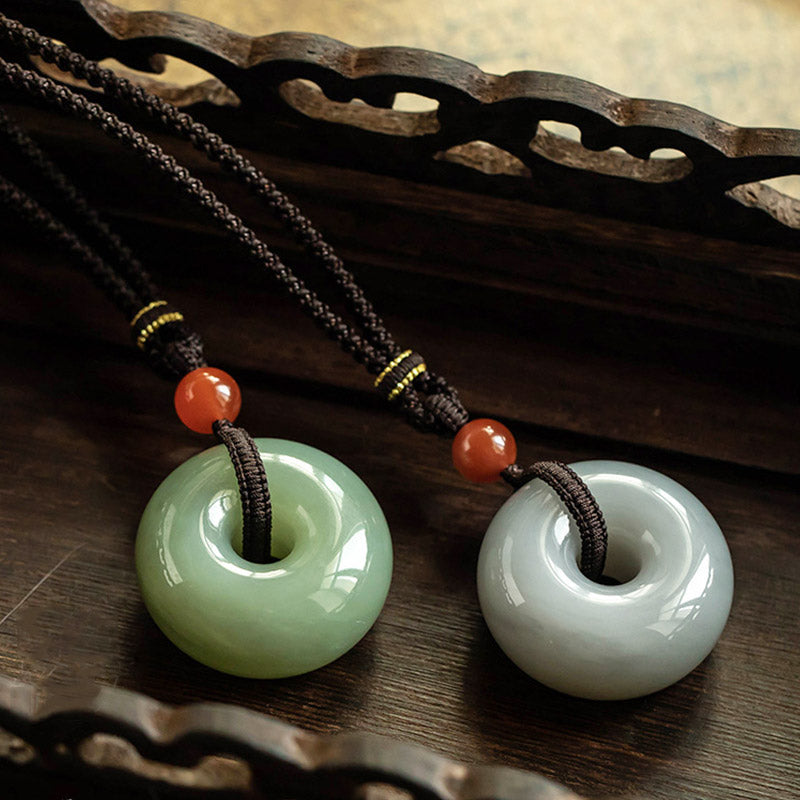 Natural Gray Jade Luck Necklace | Peace & Prosperity Pendant