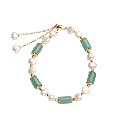 Green Aventurine Pearl Pink Crystal Luck Bracelet