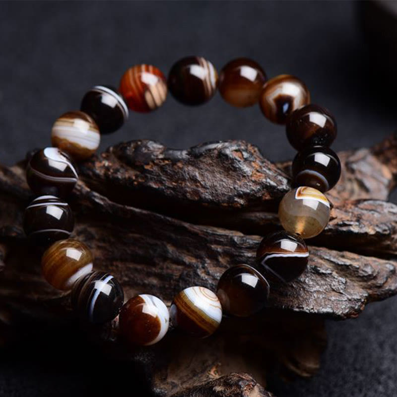 6mm Tibetan Sardonyx Bracelet for Positivity & Courage