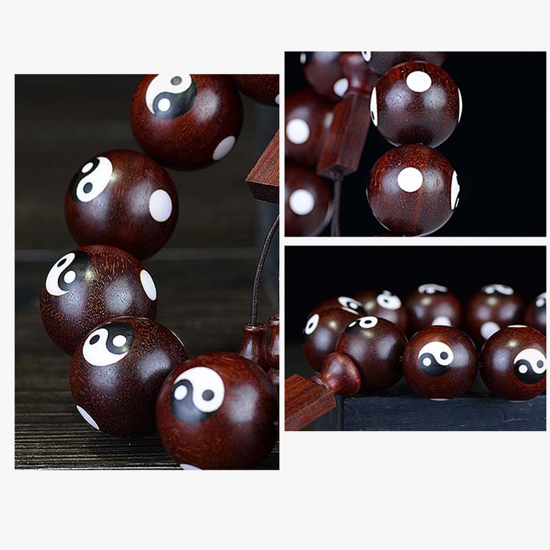 Small Leaf Red Sandalwood Yin Yang Bracelet 20mm