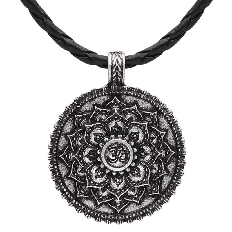 Unisex Electroplated Om Mani Padme Hum Necklace with Lotus Pattern