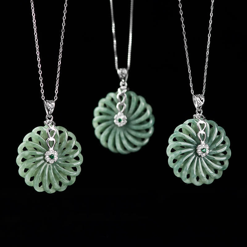 925 Sterling Silver Jade Necklace for Abundance and Peace