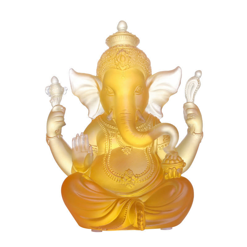 Handmade Liuli Crystal Ganesh Statue 11.5cm Protection Art