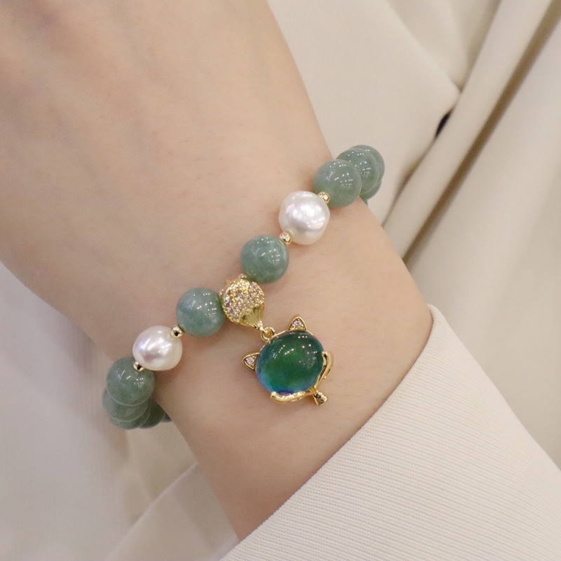 Jade Prosperity Charm Bracelet 14-16cm Color-Changing Fox
