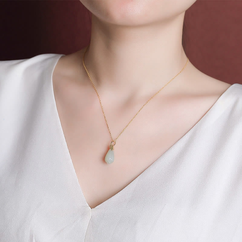 Hetian Jade Necklace with Magnolia Flower | Abundance Symbol