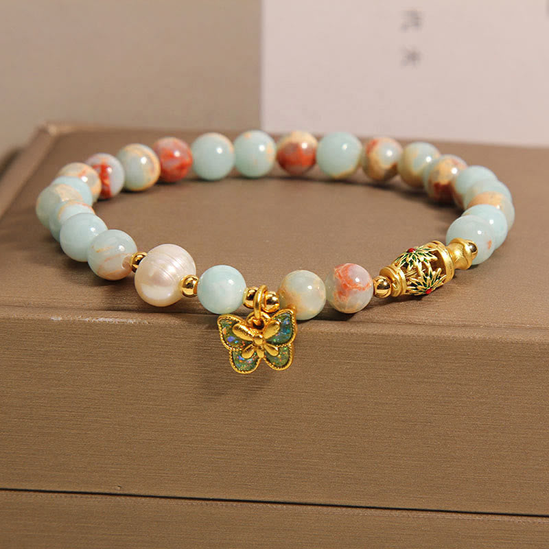 8mm Shoushan Stone Pearl Butterfly Wealth Bracelet
