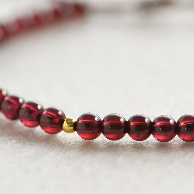 Natural Garnet Golden Beads Stability Bracelet