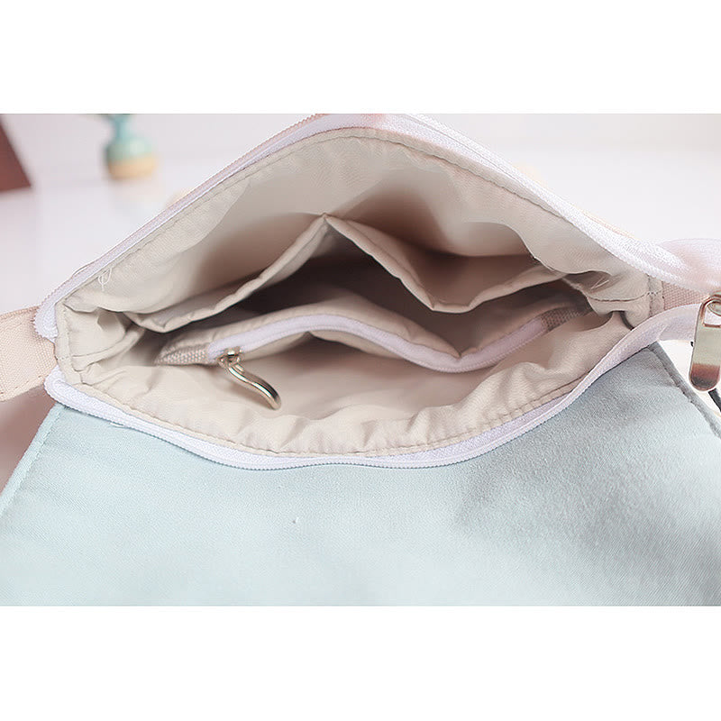 Handmade Canvas Crossbody Bag with Plum Flowers 20x23cm