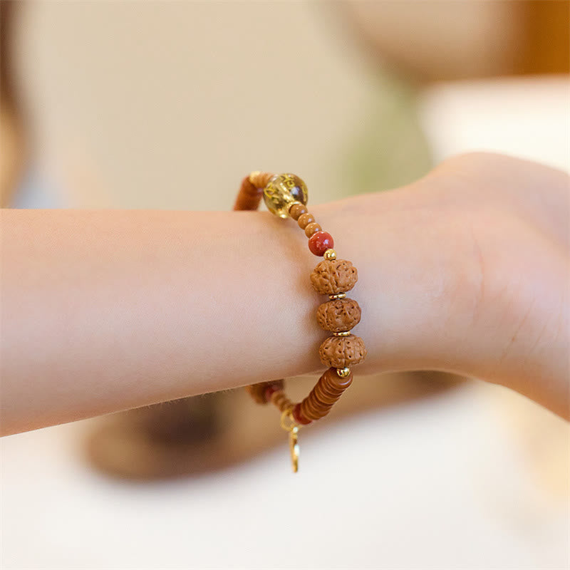 Om Mani Padme Hum Bracelet Bodhi Seed and Black Onyx