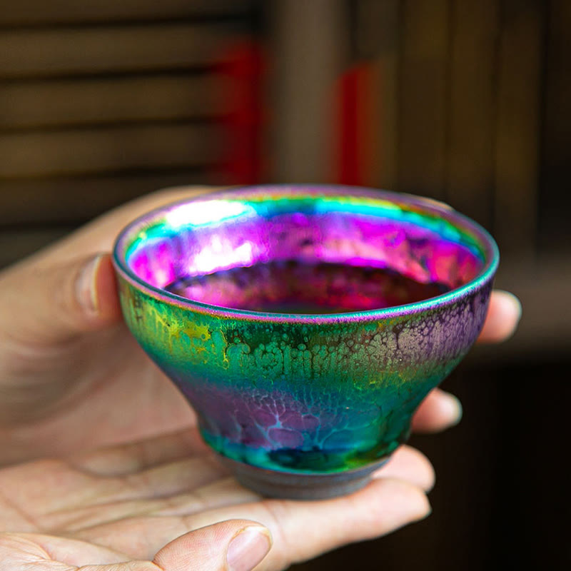 Fairy Rainbow Tenmoku Ceramic Tea Cup 301-400ml