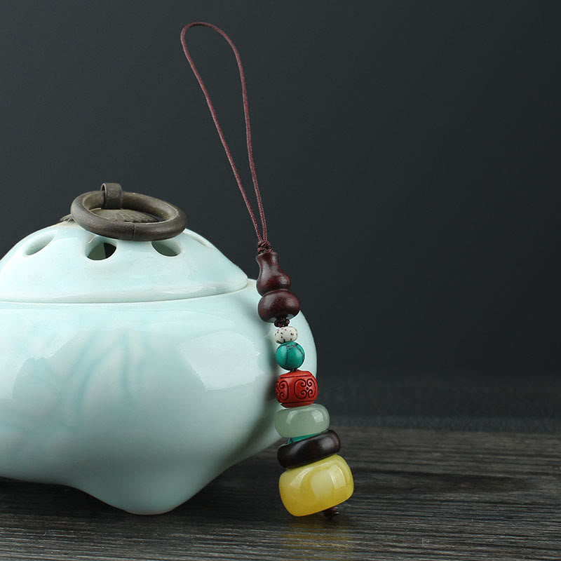 Spiritual Green Sandalwood Ebony Wood Phone Hanging Decoration