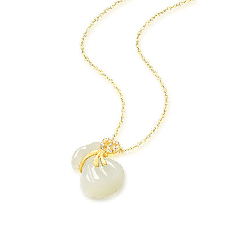 Hetian White Jade Luck Money Bag Necklace | Jade Jewelry