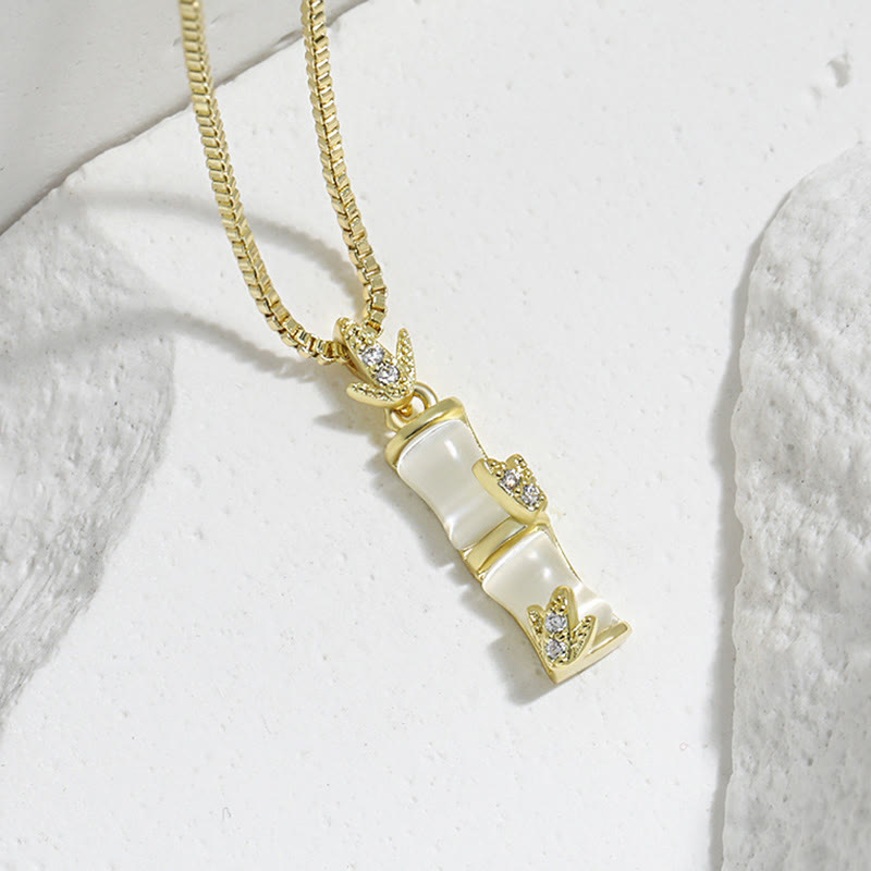 Chalcedony Bamboo Harmony Spiritual Necklace 47cm Pendant