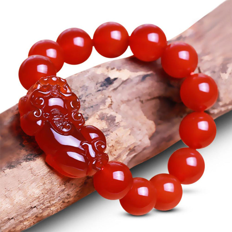 Red Agate Pixiu Lucky Bracelet 10mm - Wealth & Luck