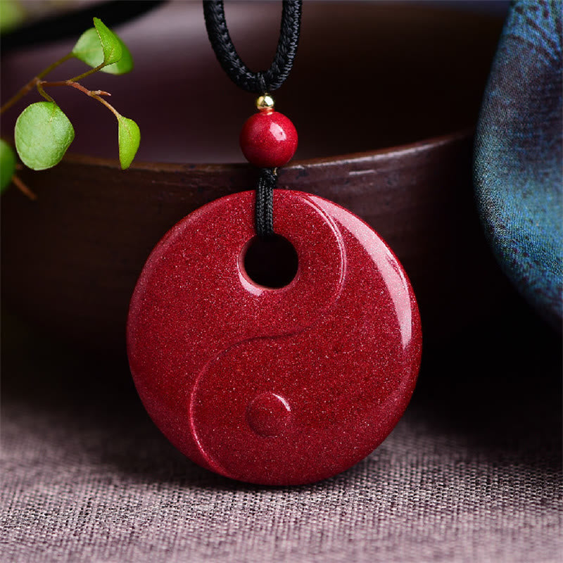 Cinnabar Buddha Necklace with Laughing Buddha & Yin Yang Pendant