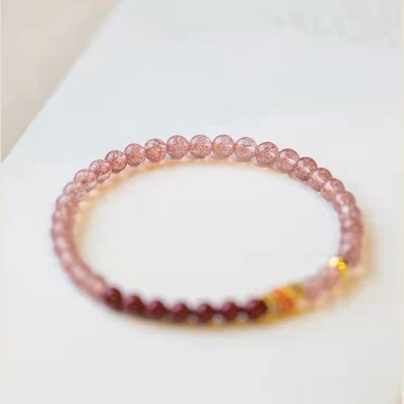 4mm Strawberry Quartz Lucky Koi Fish Healing Bracelet