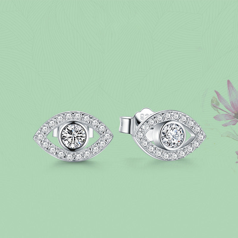 Sterling Silver Evil Eye Protection Stud Earrings