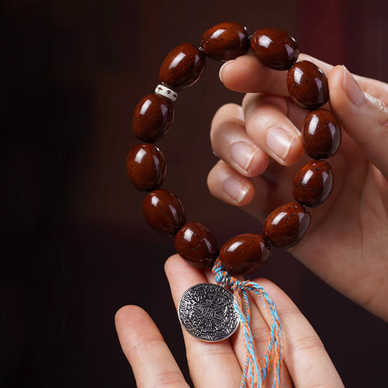 Purple Gold Rat Chinese Zodiac Wealth Bracelet 14mm Beads