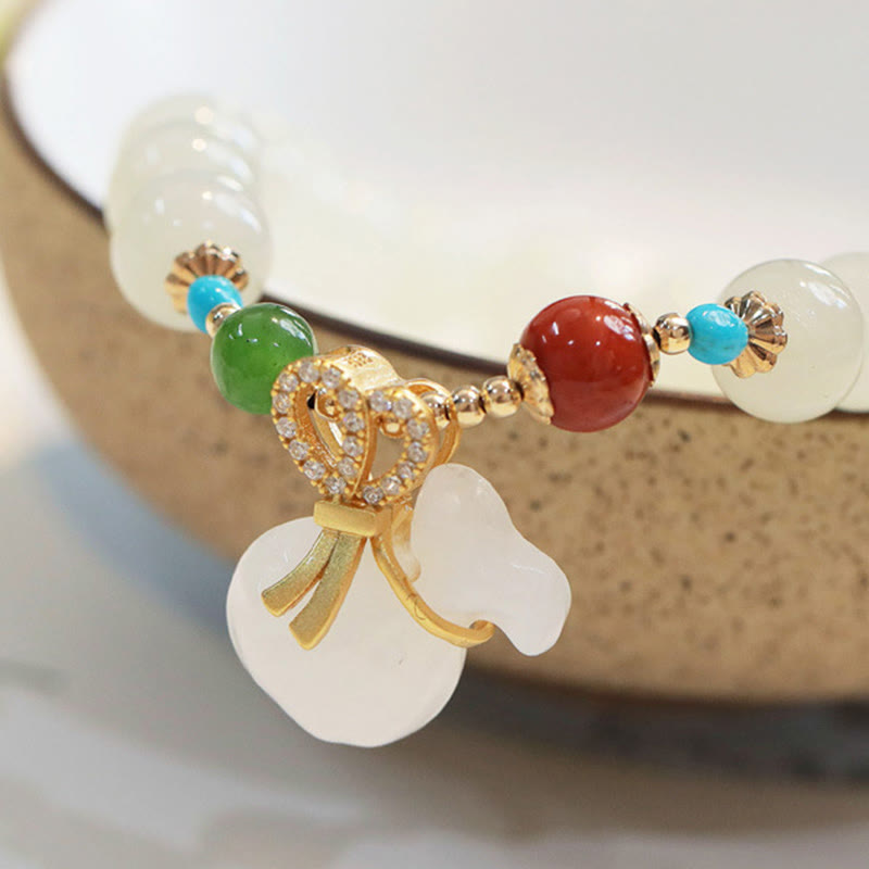 8mm Hetian White Jade Blessing Bracelet for Protection