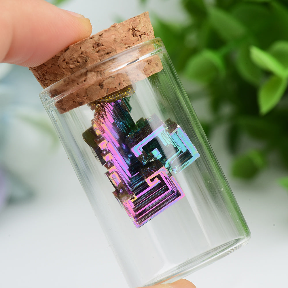 Bismuth Crystal Healing Wish Bottle 1.8-2.2in Display