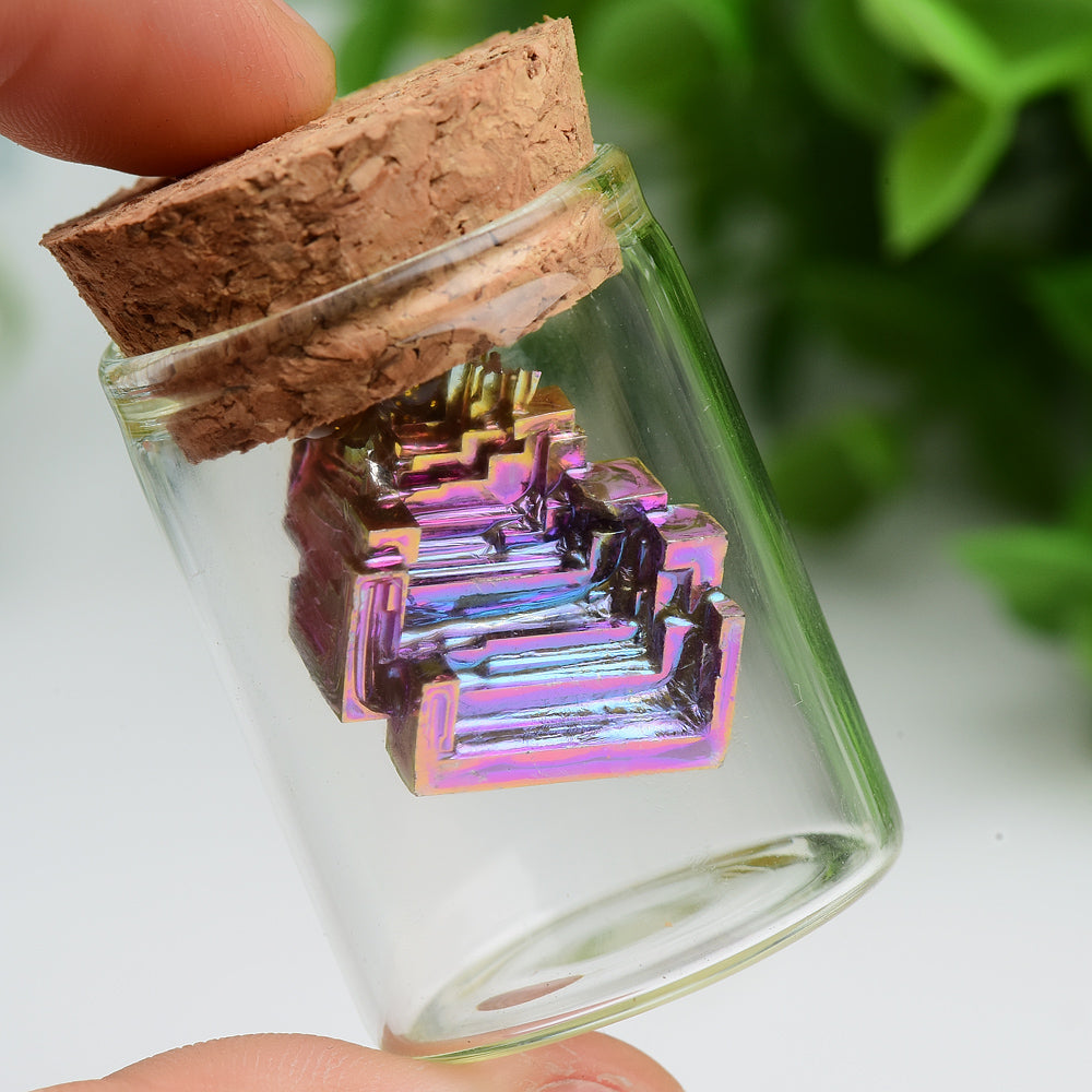 Bismuth Crystal Healing Wish Bottle 1.8-2.2in Display