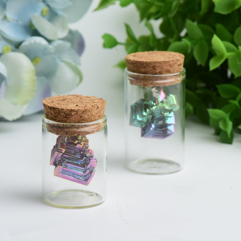 Bismuth Crystal Healing Wish Bottle 1.8-2.2in Display