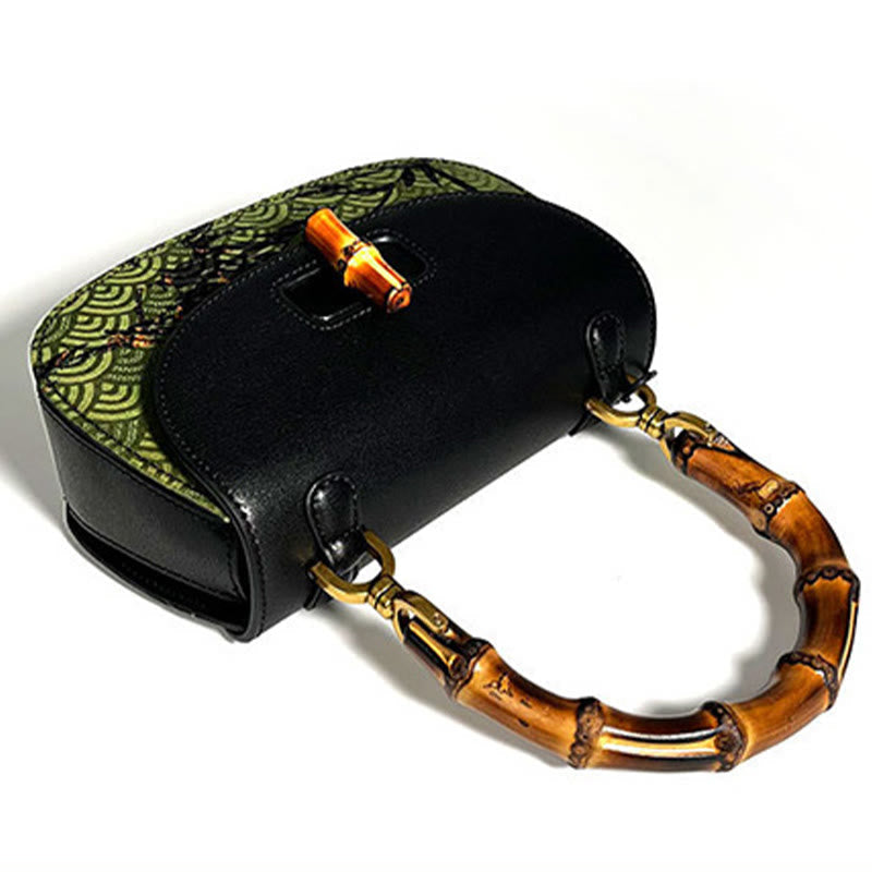 Black Bamboo Xiangyunsha Silk Curve Bamboo Handle Crossbody Bag