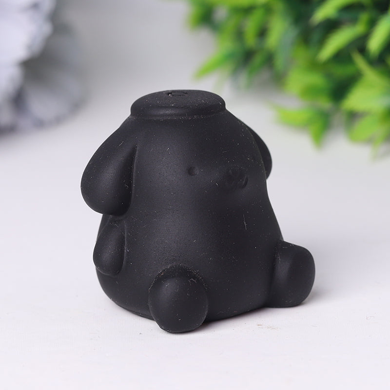 Black Obsidian 1.65-inch Pompom Purin Crystal Figurine