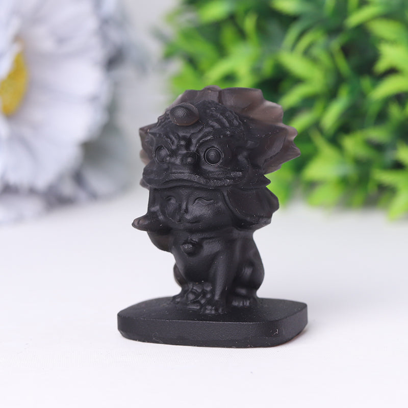 Black Obsidian 2.5 Inch Fortune Cat Crystal Carving