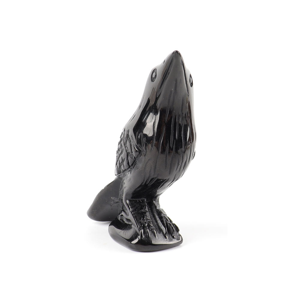 Black Obsidian Crow Crystal Carving 3-Inch Figurine