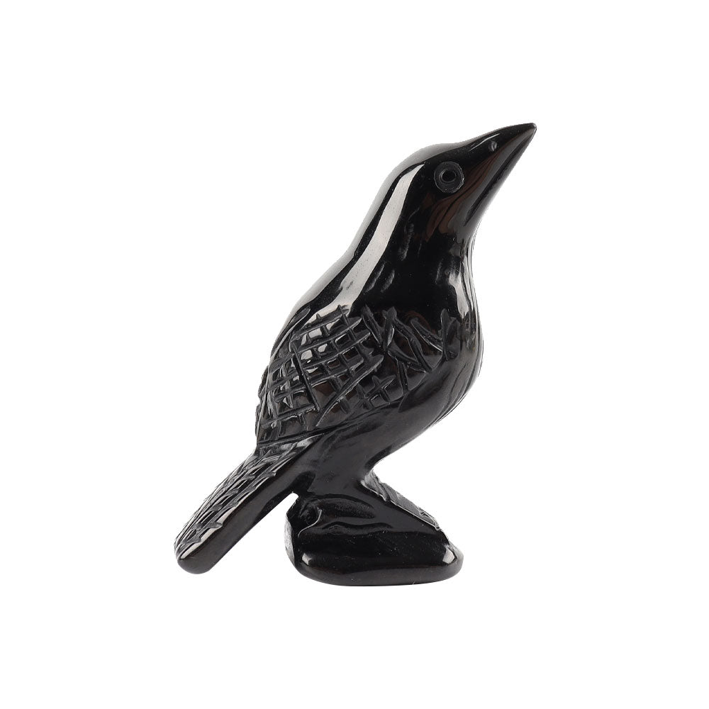 Black Obsidian Crow Crystal Carving 3-Inch Figurine