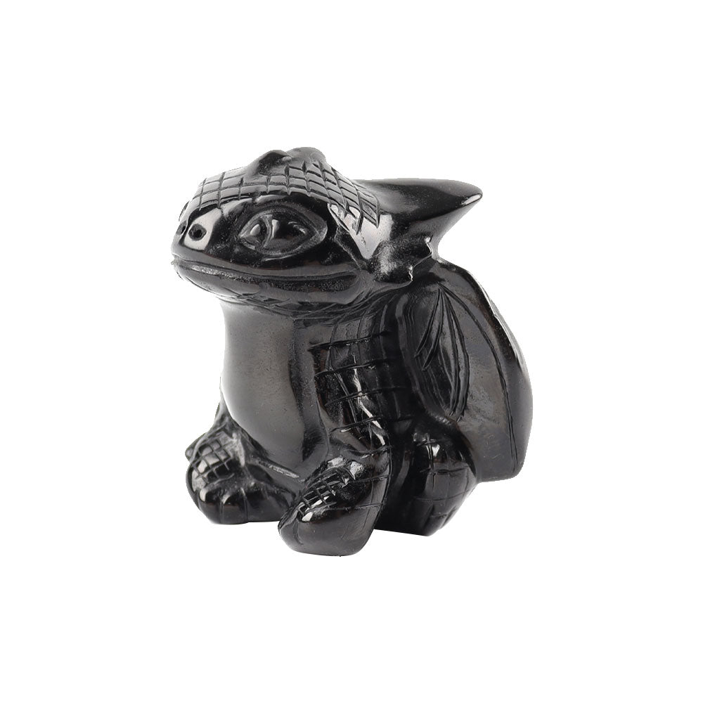 Black Obsidian Crystal Dragon Carving 2.4in Sculpture