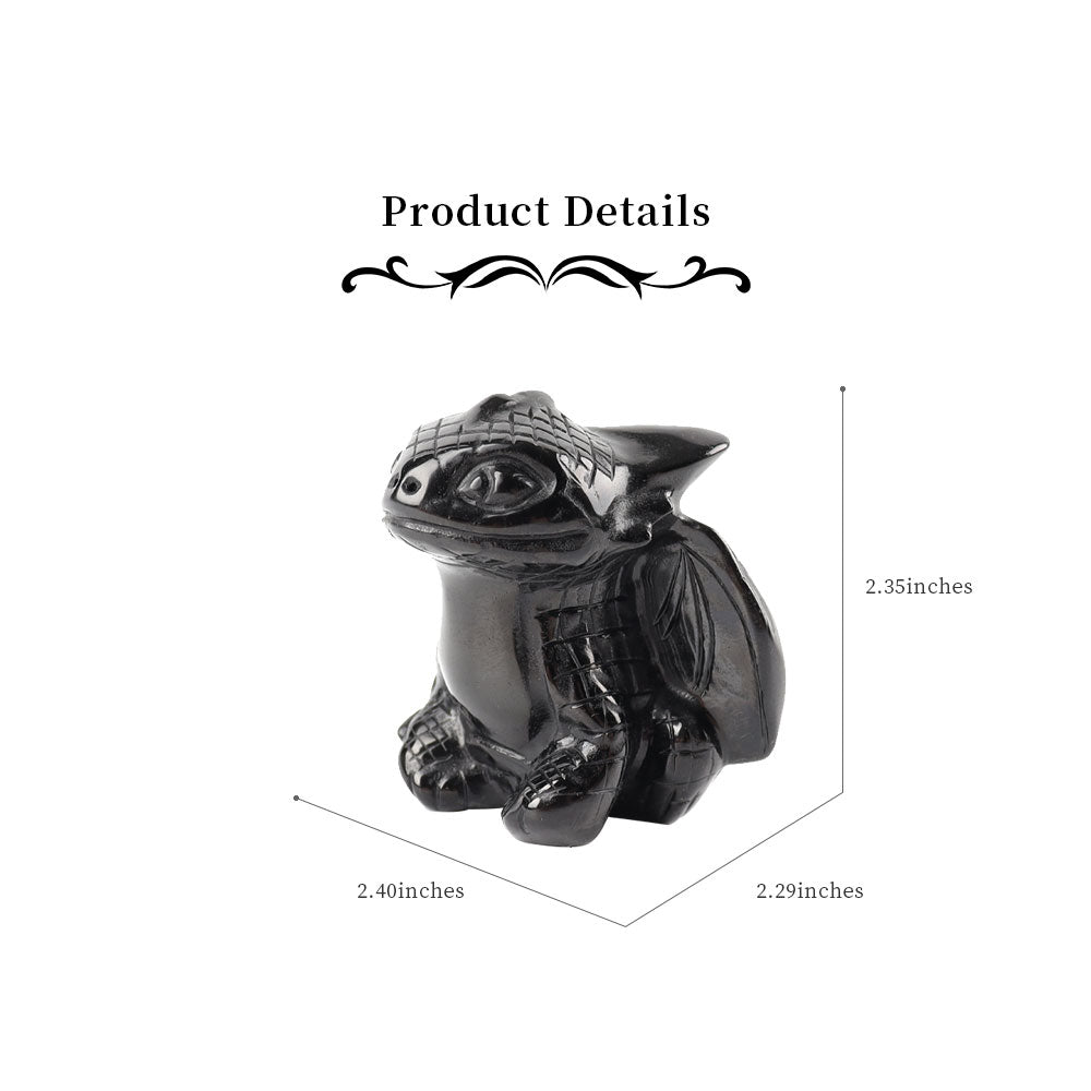Black Obsidian Crystal Dragon Carving 2.4in Sculpture