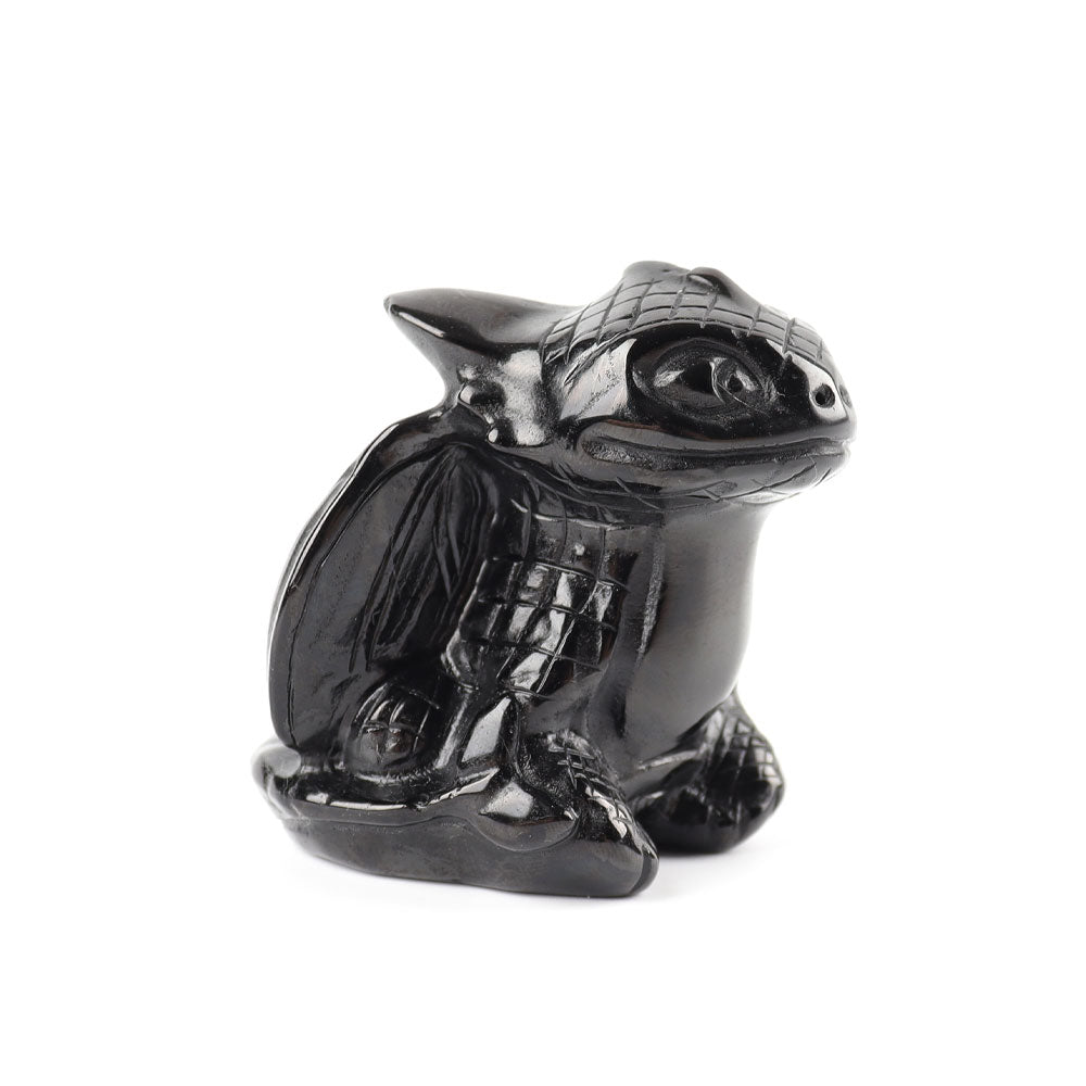 Black Obsidian Crystal Dragon Carving 2.4in Sculpture